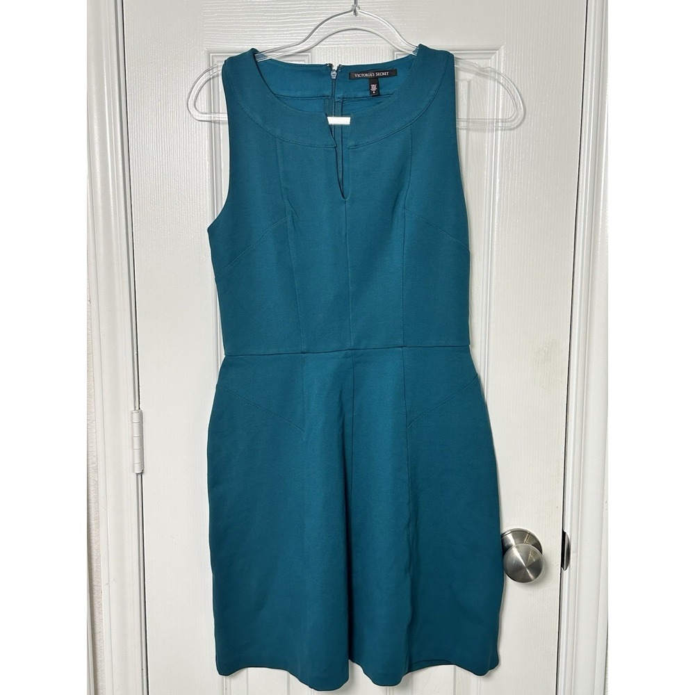 Victoria Secret Sleeveless Dress Size 6 Teal Green Fit And‎ Flare Keyhole Neck
